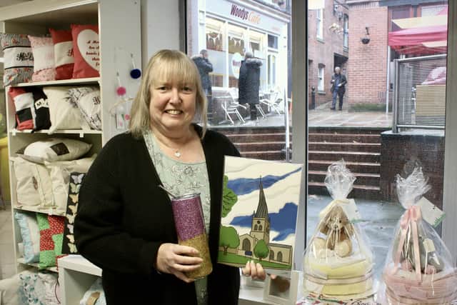 Alison with artisan products in Delightful Decor, Chesterfield