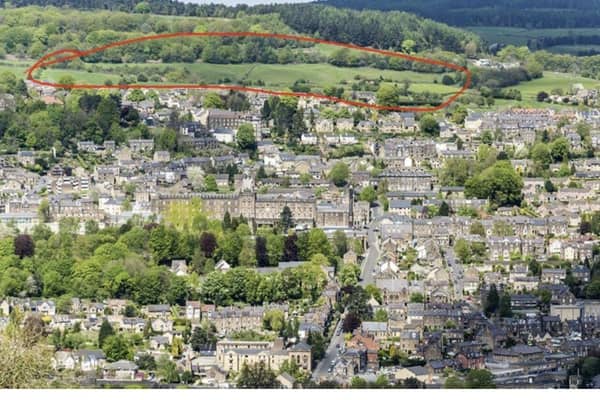 The proposed Matlock Wolds housing site, circled in red, above Matlock