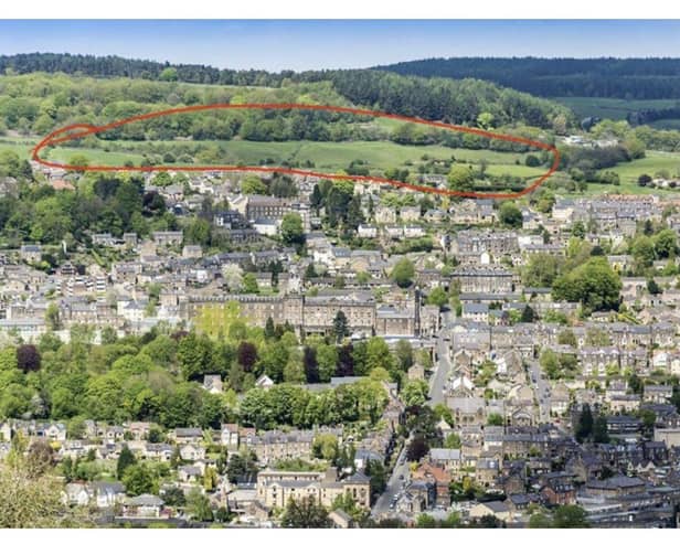 The proposed Matlock Wolds housing site, circled in red, above Matlock