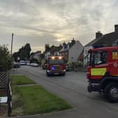 Firefighters responding to a house fire in Stonebroom, Derbyshire.