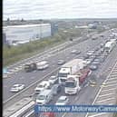 The incident is impacting traffic along the M1 southbound in Derbyshire. Credit: www.motorwaycameras.co.uk
