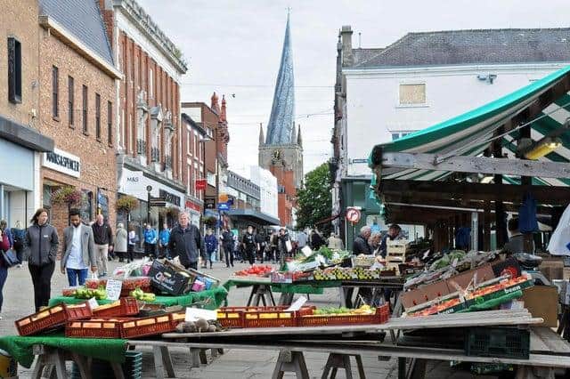 Chesterfield town centre before the pandemic.