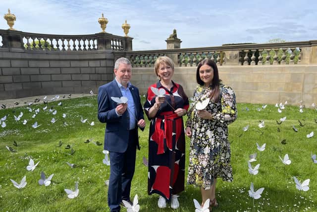 Graysons have been a long-standing supporter of Ashgate Hospice. Here’s Ashgate Hospice chief executive Barbara-Anne Walker launching the Butterfly Appeal at Chatsworth in 2023 with Peter Clark (left) and Katie Birch of Graysons