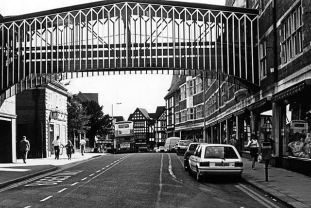 The much-loved and much-missed Co-op store bridge over Elder Way in 1989.