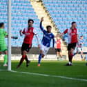 Alex Kiwomya scores his debut goal which put Chesterfield 3-0 up against Woking.
