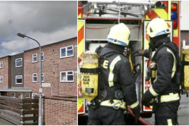 Four crews from across the town battled the blaze at a flat on Devonshire Close, Newbold.