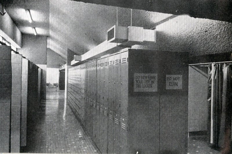 The changing rooms at the old Queens Park swimming pool.