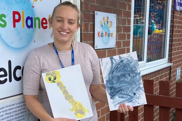 Children at the nursery painted animal pictures to sell in aid of the zoo