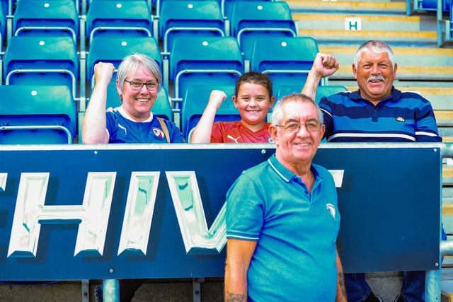 Chesterfield fans prior to kick-off against Dover as the start of the 2019/20 season draws near.