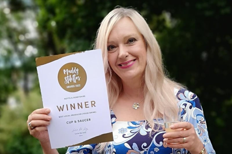Cup & Saucer in Clay Cross took home this award. Pictured is Gail Hannan, owner of Cup & Saucer, pictured celebrating last year's success at the Muddy Stilletto awards.