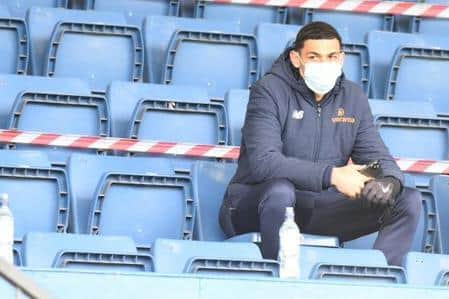 New signing Kairo Mitchell watched on as Chesterfield beat his former side on Saturday. Picture credit: Tim Smith.