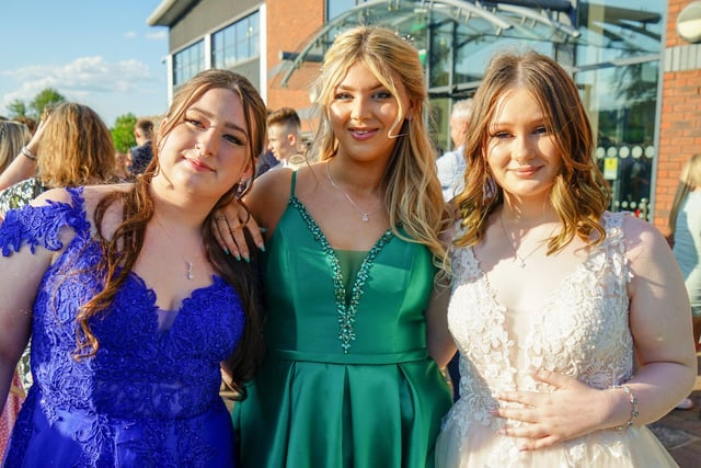 Abbi Burk, Addison Beeson and Grace Burke at the St Mary's Catholic High School prom