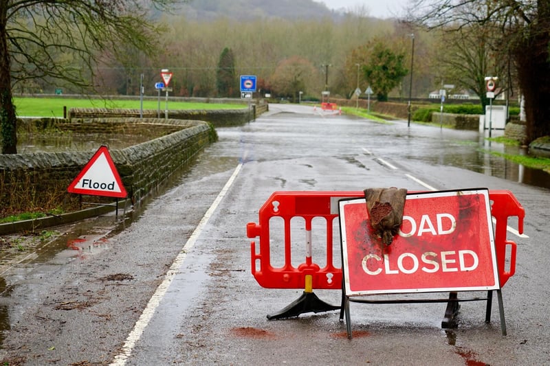 A number of road closures remain in place across the county after Storm Henk hit Derbyshire - including at Darley Dale.