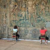 Restoration works on the tapestries.