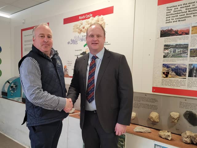 Institute of Quarrying chief executive James Thorne, left, with Longcliffe Quarries managing director Paul Boustead.