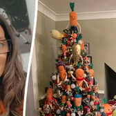Kevin the Carrot superfan Chevie Wells has decorated her seven foot high Christmas tree with more than 50 of the soft toys.