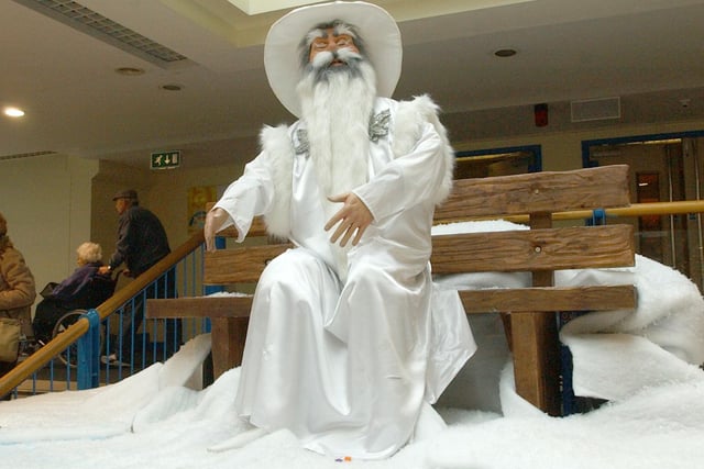 The Christmas scene in Middleton Grange in 2007 with a 6ft white wizard on show. Remember this?