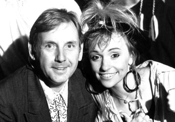 Pete Waterman and Michaela Strachan presenting The Hitman and Her from Sheffield’s Roxy nightclub in the late 1980s.