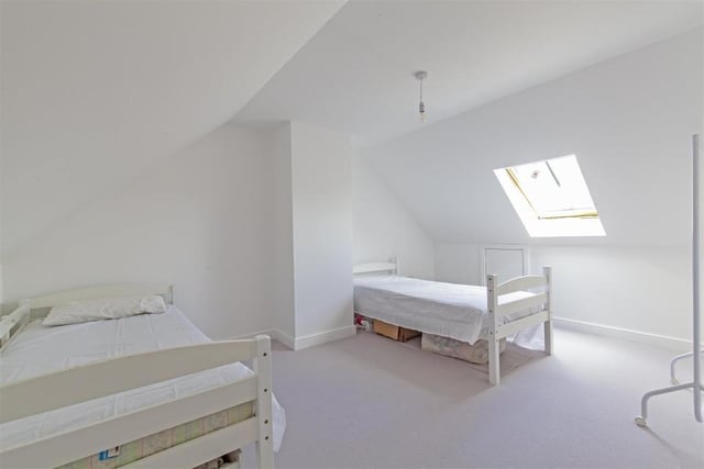 The two bedrooms on the upper floor have skylights.