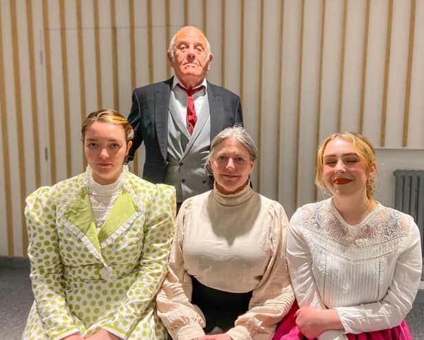 Chris Pawley plays Henry Hobson and Tess Edmonds, Jodie-lee Thomas and Kate Stuart play Henry's daughters Alice, Vicky and Maggie.