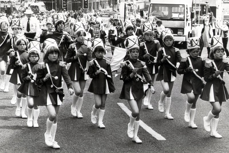 A Majoretttes band in the June 1982 Lord Mayor's Parade