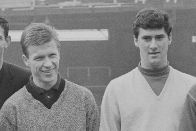 John White (left) hit the bar while Jim Baxter was also involved in an incident over a sponge in the 1961 defeat to the Czech side 4-2 after extra-time in neutral Brussells.
