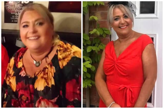 Lisa Wingfield is pictured in 2018 before she signed up to Slimming World and shows off her  3 and a half stone weight loss five months after she joined.