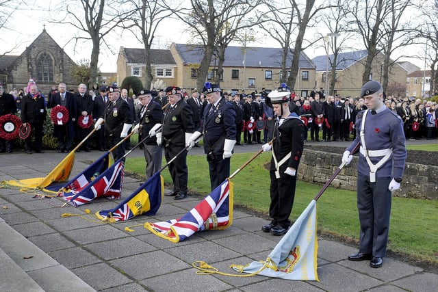 Flags lowered at Zeland Park, War memorial. Grangemouth (Pic: Michael Gillen)