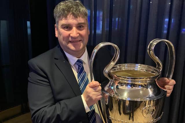 Spireites chief executive John Croot holding the Champions League trophy at Chelsea. Picture: @JohnCroot1