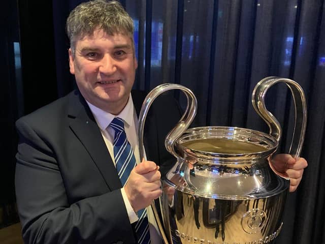Spireites chief executive John Croot holding the Champions League trophy at Chelsea. Picture: @JohnCroot1