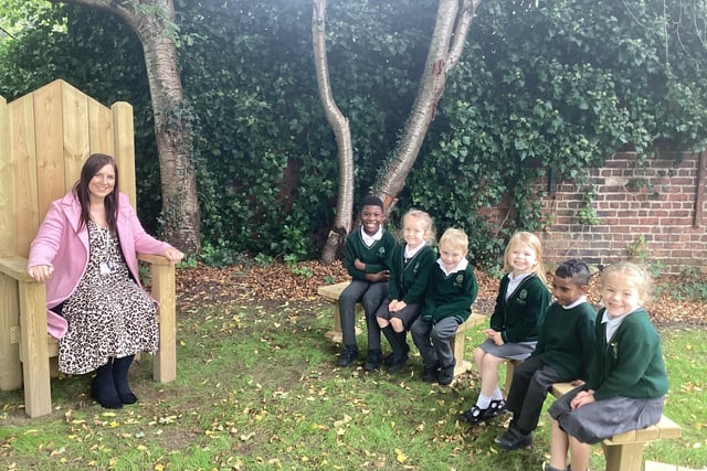 There is a designated storytelling area,  complete with a wooden throne and cute seating, a mud kitchen, a water wall, a den making space and a wildlife observation area - for children to seek out local visitors to the area.