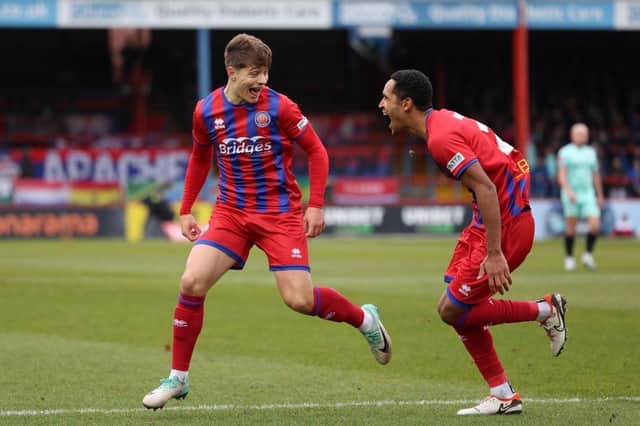 Josh Stokes, pictured left, scored twice against Chesterfield this season.