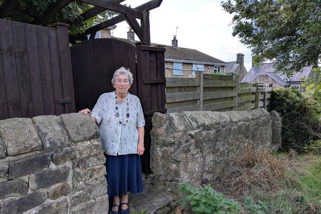 Helene Ball in her rear garden in George Road, Matlock. Image from Eddie Bisknell.