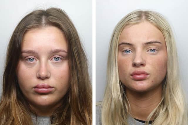 Jessica Fitzhugh (left) and Ellie-Mae Doherty (right), both aged 22, were jailed for abusing their positions as Derbyshire police call handlers.