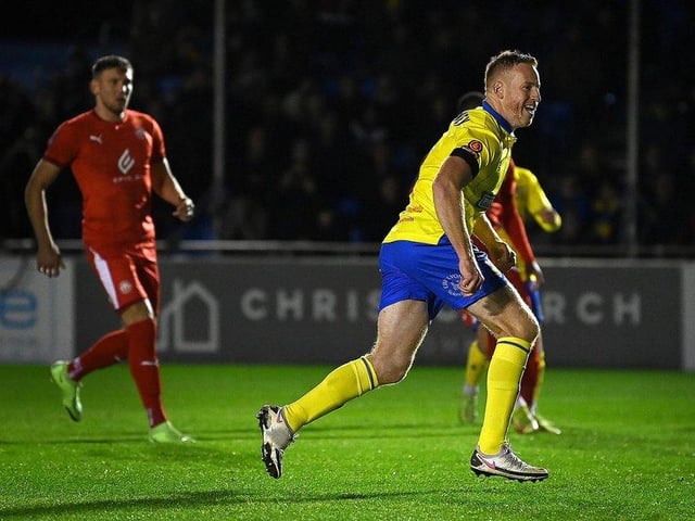 Experienced Adam Rooney in action for Solihull Moors.