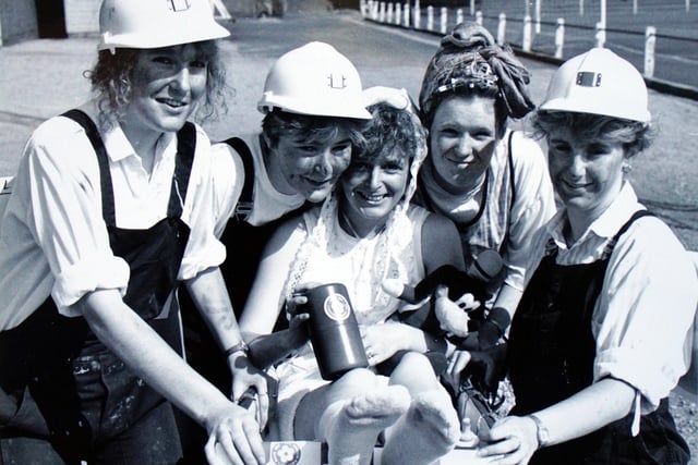 The team from Heanor Town social club at the town's pram race in 1991.
