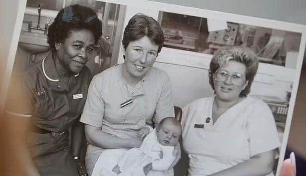 Helen kept a picture of the nurses who cared for her when she was left at the hospital. Credit: ITV.