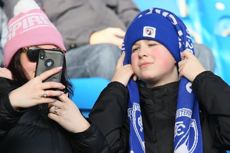 Chesterfield fans watch the 3-0 win over Southend United.