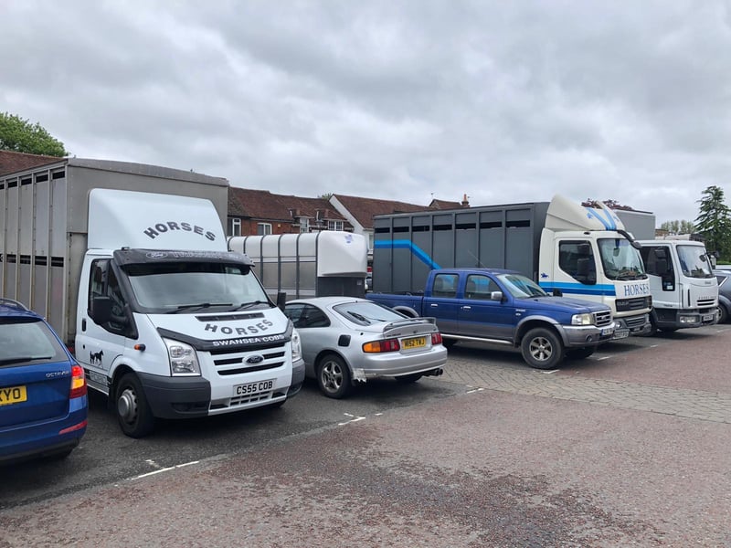Horse boxes parked in Wickham.
