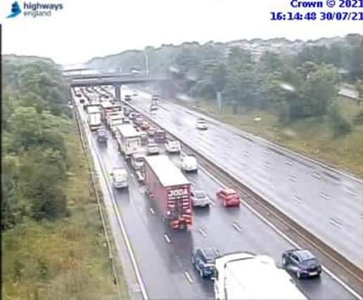 Traffic is building on the M1 near Chesterfield