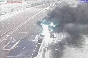 A tanker has caught fire along the M1.
Credit: National Highways