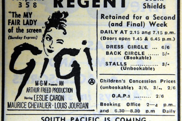 Leslie Caron, Maurice Chevalier and Louis Jourdan. What a line-up in Gigi which was on at the Regent in July 1960 .... and all for six shillings and sixpence in the dress circle!