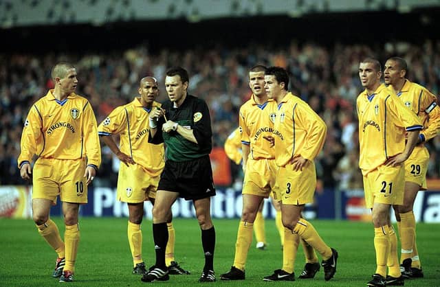 Leeds United fell to a 3-0 defeat against Valencia in the semi-finals of the Champions League in 2001. (Credit: Stu Forster/ALLSPORT)