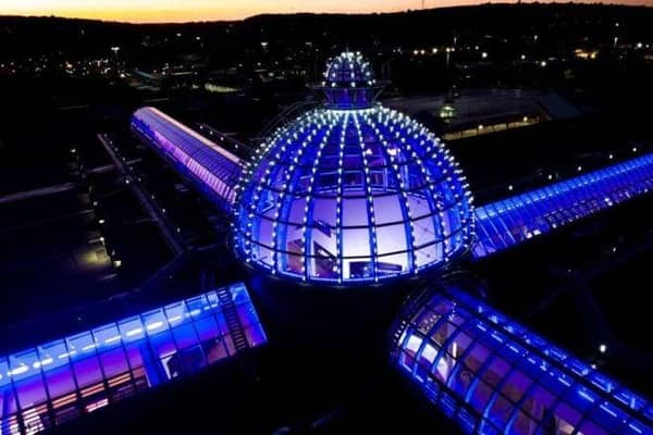 Meadowhall shopping centre turns blue in honour of Captain Sir Tom Moore and the healthcare workers he supported during the Covid pandemic
