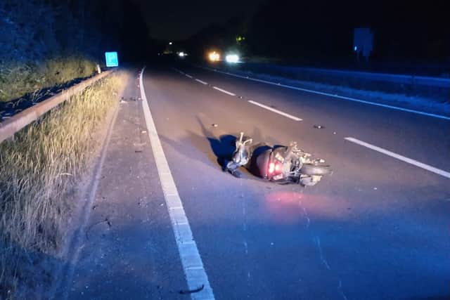 The rider was heading towards Sheffield on the Dronfield Bypass when he was reportedly hit.
