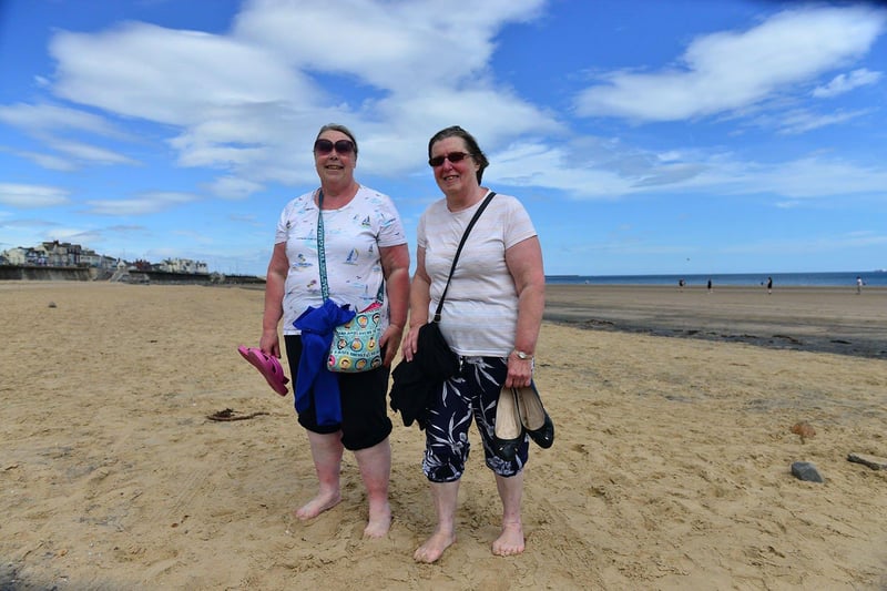 Stephanie Hughes, left, with best friend Linda O'Sullivan, returning from an enjoyable time paddling at Seaton Carew.