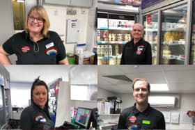 Colleagues at the Harrison Drive Central England Co-op wearing their badges with pride (Wynn top left).