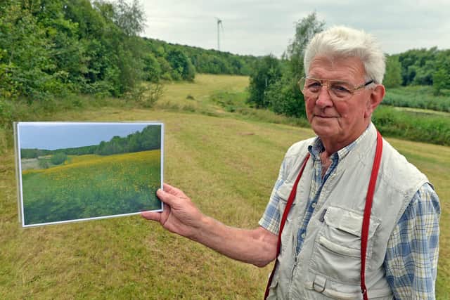Chesterfield dog walker Dave Cory shows how the nature reserve and meadow at Poolsbrook Country Park used to look.