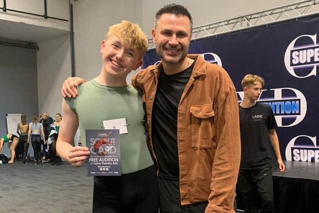 Cole Phillips with Matt Cole, principal artistic director at Laine Theatre Arts and director and choreographer for Disney's Newsies.