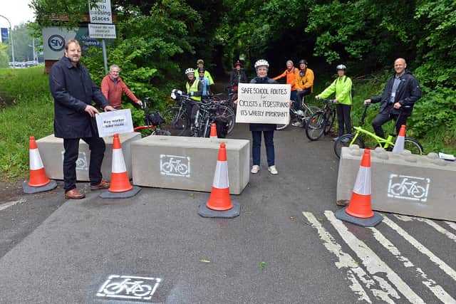 Local cyclists, hospital staff and MP Toby Perkins when Crow Lane was first closed to cars.